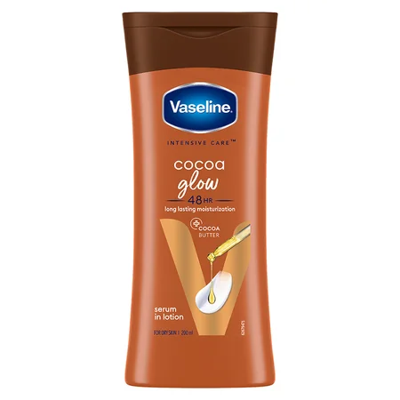 Vaseline Intensive Care Cocoa Glow Body Lotion 200 ml | With Cocoa Butter | Provides 48 hrs Of Moisturization | Non Greasy & Fast Absorbing | For Dry Skin