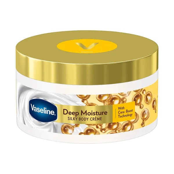 Vaseline Deep Moisture Silky Body Creme 180 gm | With Cera Boost Technology | For Silky, Smooth &amp; Soft Skin, Pack of 1