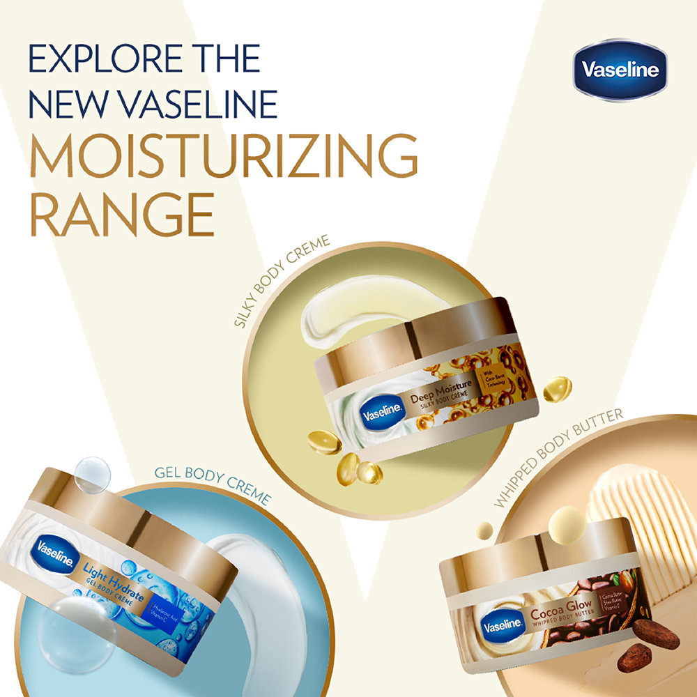 Vaseline Deep Moisture Silky Body Creme 180 gm | With Cera Boost Technology | For Silky, Smooth & Soft Skin, Pack of 1 Vaseline Deep Moisture Silky Body Creme 180 gm | With Cera Boost Technology | For Silky, Smooth & Soft Skin, Pack of 1