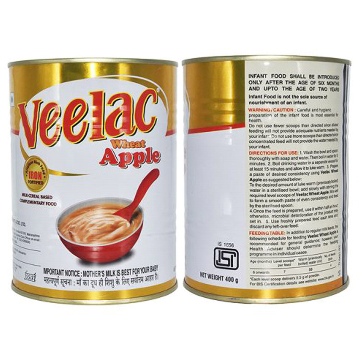 Veelac Wheat Apple Baby Cereal, 500 gm Tin, Pack of 1 Veelac Wheat Apple Baby Cereal, 500 gm Tin, Pack of 1