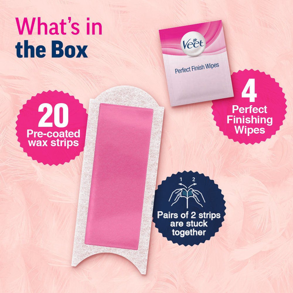 Veet Ready to Use Wax Strips Full Body Waxing Kit for Normal Skin, 20 Count, Pack of 1 Veet Ready to Use Wax Strips Full Body Waxing Kit for Normal Skin, 20 Count, Pack of 1