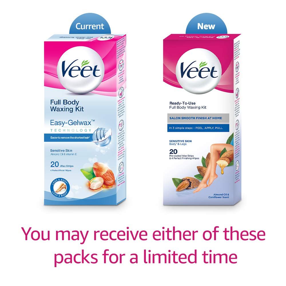 Veet Ready to Use Wax Strips Full Body Waxing Kit for Sensitive Skin