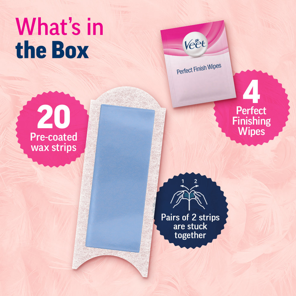 Veet Ready to Use Wax Strips Full Body Waxing Kit for Sensitive Skin, 20 Count, Pack of 1 Veet Ready to Use Wax Strips Full Body Waxing Kit for Sensitive Skin, 20 Count, Pack of 1
