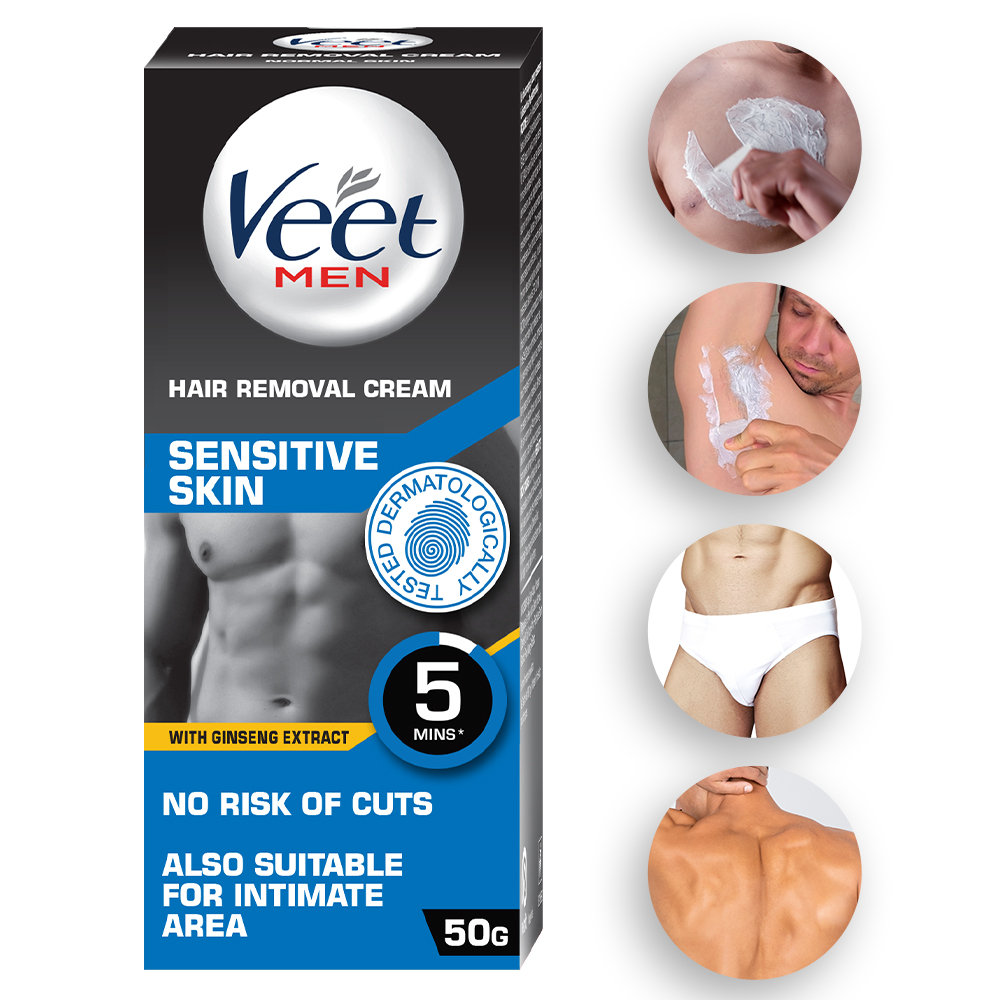 Veet Men Hair Removal Cream For Sensitive Skin, 50 gm, Pack of 1 Veet Men Hair Removal Cream For Sensitive Skin, 50 gm, Pack of 1