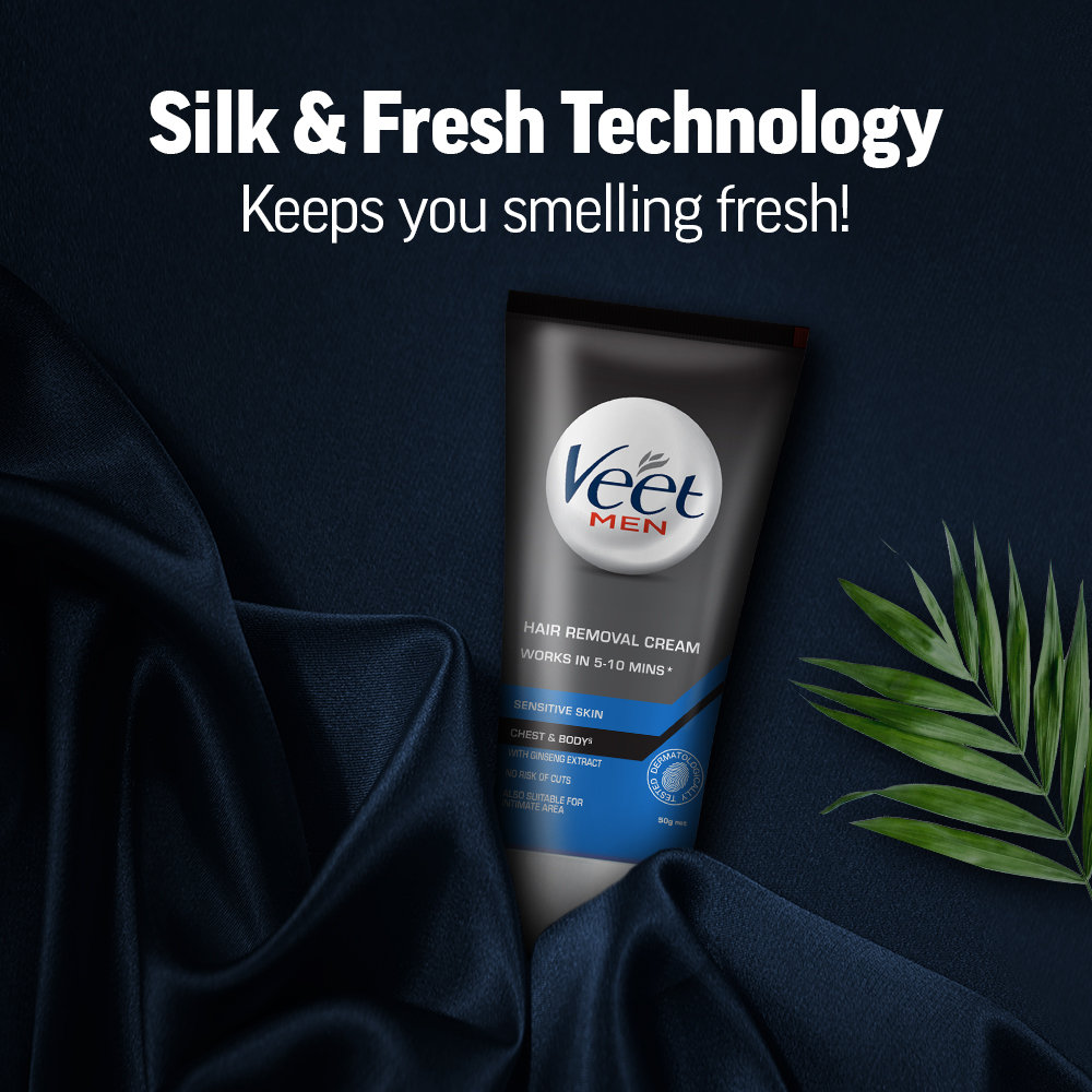 Veet Men Hair Removal Cream For Sensitive Skin, 50 gm, Pack of 1 Veet Men Hair Removal Cream For Sensitive Skin, 50 gm, Pack of 1