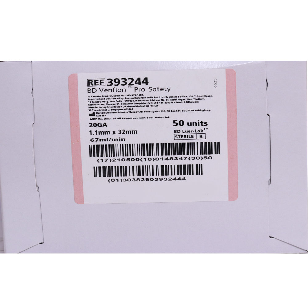 Venflon Pro Safety Cannula 20G, Pack of 1 