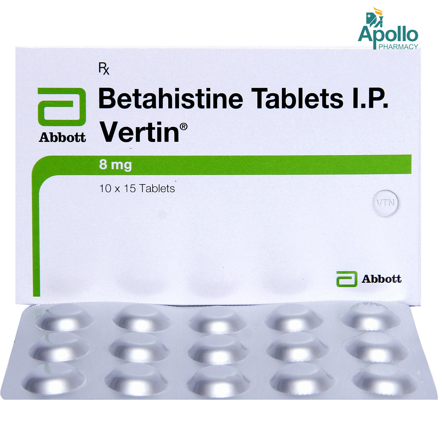 Vertin 8 mg Tablet 15's, Pack of 15 TABLETS
