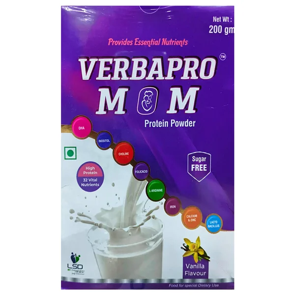 Verbapro Mom Sugar Free Vanilla Flavour Protein Powder, 200 gm Refill Pack