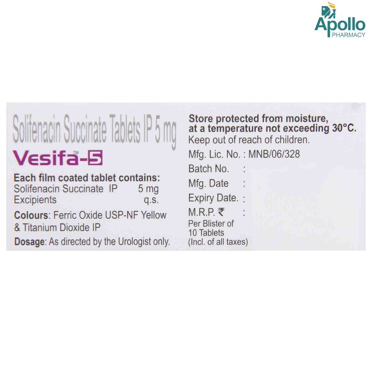 Vesifa-5 Tablet10's, Pack of 10 TabletS Vesifa-5 Tablet10's, Pack of 10 TabletS