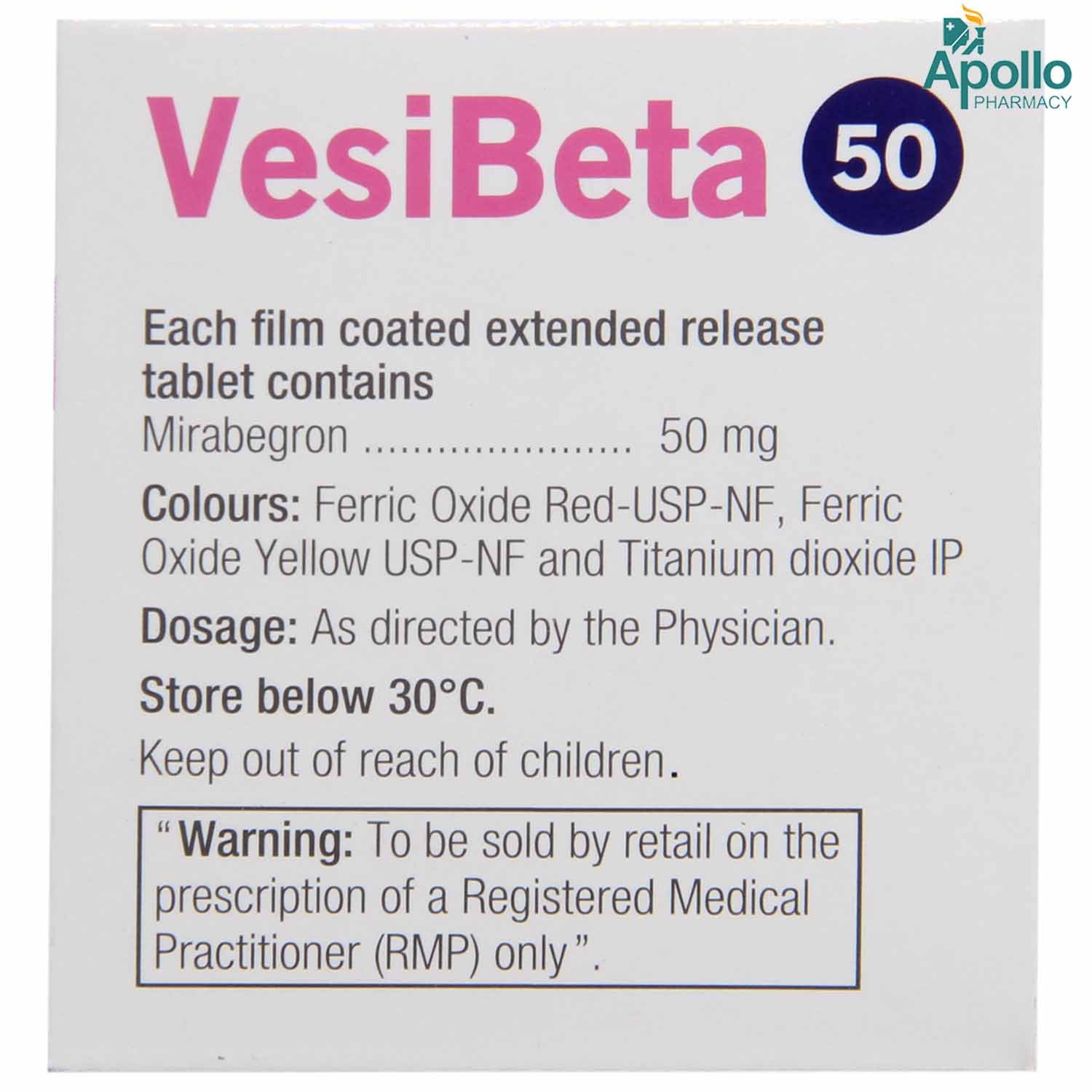 Vesibeta 50 ER Tablet 10's, Pack of 10 TABLET ERS Vesibeta 50 ER Tablet 10's, Pack of 10 TABLET ERS