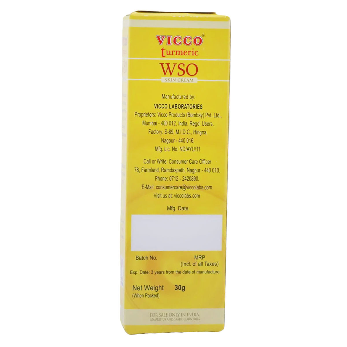 Vicco Turmeric WSO Skin Cream, 30 gm Price, Uses, Side Effects