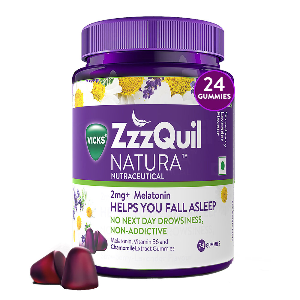 Vicks ZzzQuil Natura |Non-Addictive Sleep-Aid Gummy|Melatonin Helps you fall Asleep Fast| 24 Nutraceutical Gummies, Pack of 1 Vicks ZzzQuil Natura |Non-Addictive Sleep-Aid Gummy|Melatonin Helps you fall Asleep Fast| 24 Nutraceutical Gummies, Pack of 1