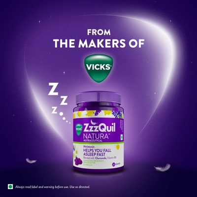 Vicks ZzzQuil Natura |Non-Addictive Sleep-Aid Gummy|Melatonin Helps you fall Asleep Fast| 24 Nutraceutical Gummies, Pack of 1