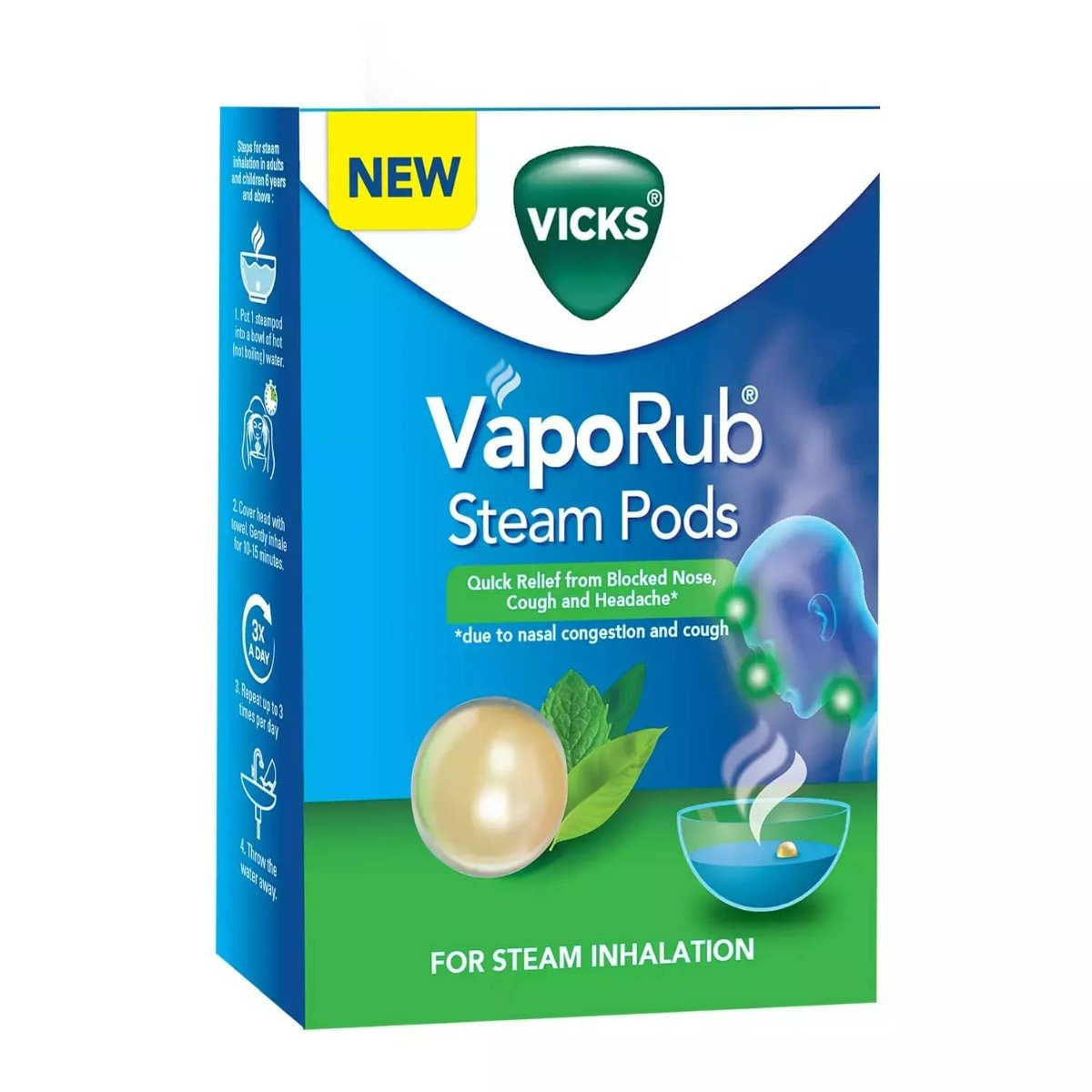 Vicks VapoRub Steam Pods, 4 Capsules, Pack of 1 Vicks VapoRub Steam Pods, 4 Capsules, Pack of 1