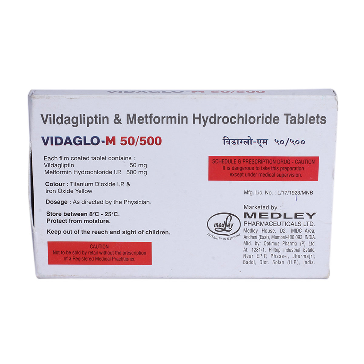 Vidaglo-M 50 mg/500 mg Tablet 10's, Pack of 10 TABLETS Vidaglo-M 50 mg/500 mg Tablet 10's, Pack of 10 TABLETS