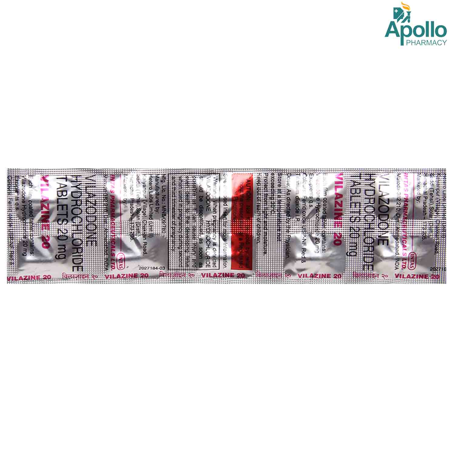 Vilazine 20 Tablet 10's, Pack of 10 TABLETS Vilazine 20 Tablet 10's, Pack of 10 TABLETS