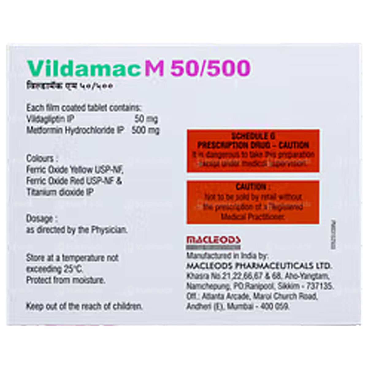 Vildacad M 500 Tablet 10's, Pack of 10 TabletS Vildacad M 500 Tablet 10's, Pack of 10 TabletS