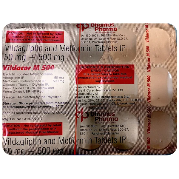 Vildacor M 500 Tablet 15's