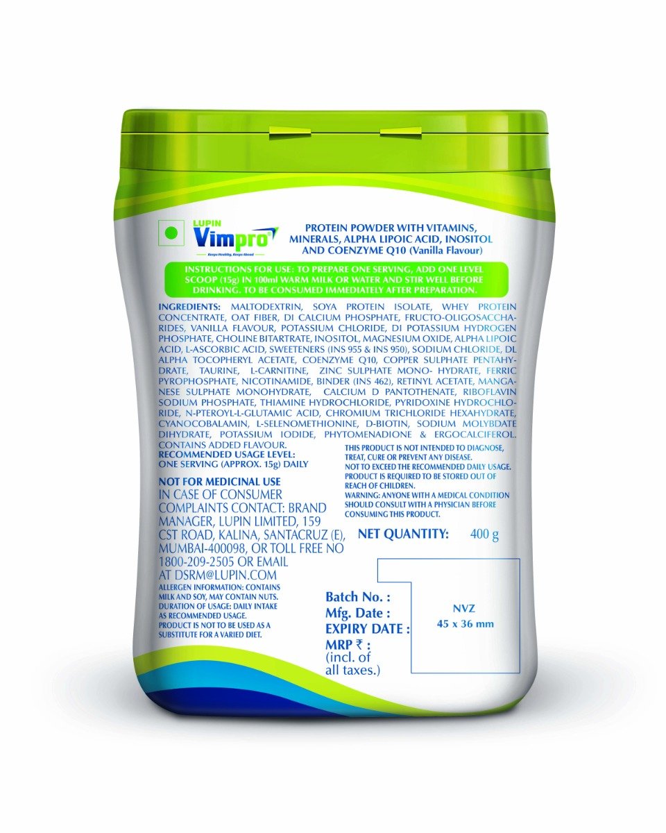 Vimpro Vanilla Flavour Powder 400 gm, Pack of 1 Vimpro Vanilla Flavour Powder 400 gm, Pack of 1