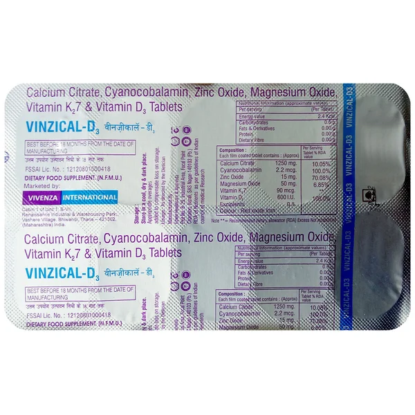 Vinzical-D3 Tablet 10's, Pack of 10