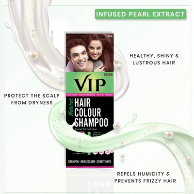 VIP Natural Hair Colour Shampoo Brown, 180 ml, Pack of 1