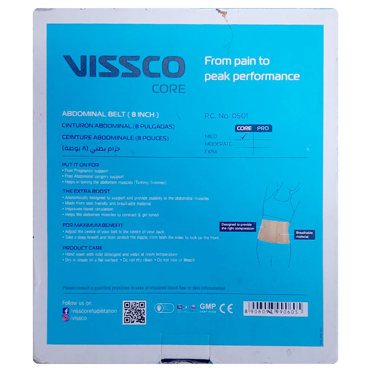 Vissco Core Abdominal Belt (8 inch) P.C.No.0501 Large, 1 Count, Pack of 1 Vissco Core Abdominal Belt (8 inch) P.C.No.0501 Large, 1 Count, Pack of 1