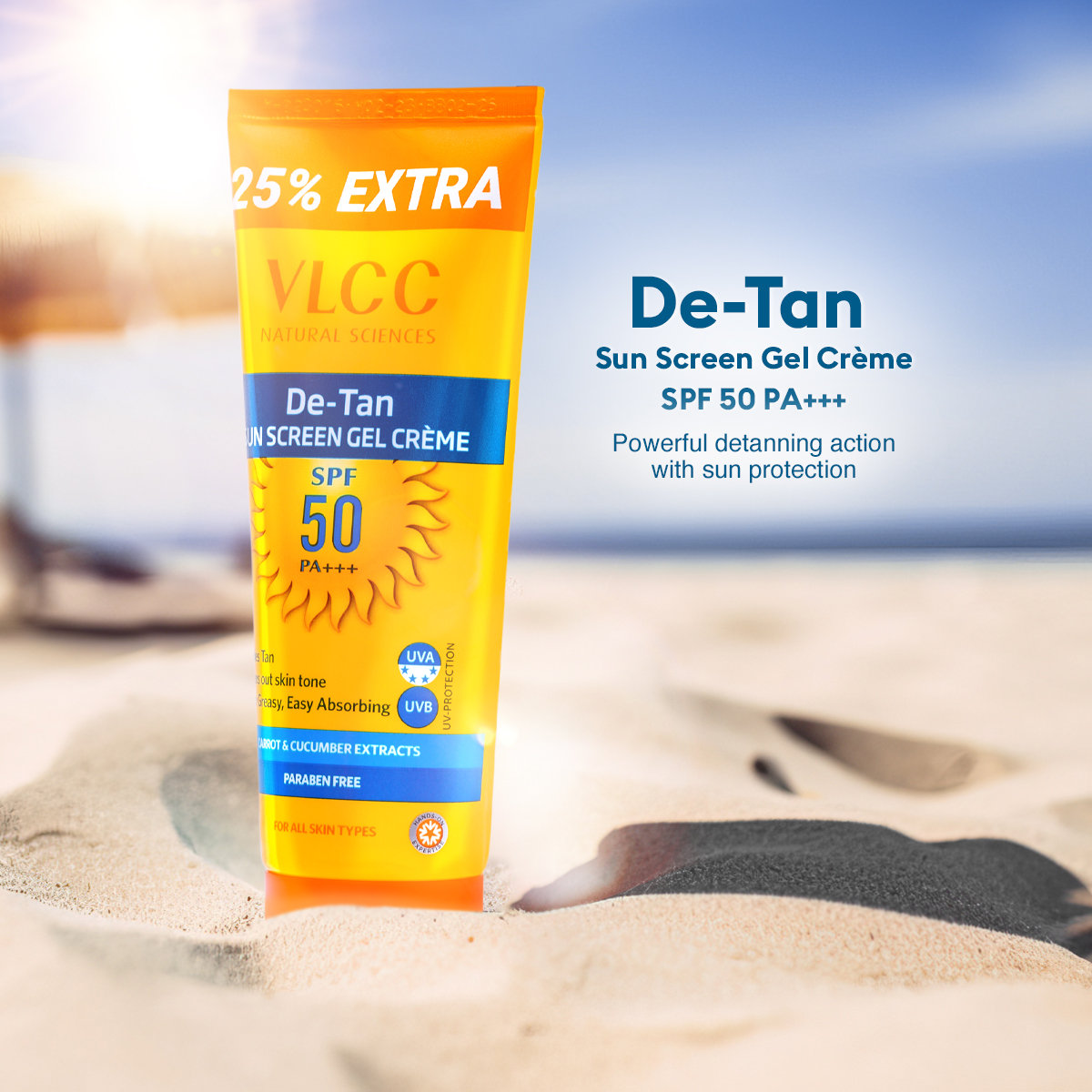 VLCC De-Tan SPF 50 PA+++ Sunscreen Gel Creme, 100 gm, Pack of 1 VLCC De-Tan SPF 50 PA+++ Sunscreen Gel Creme, 100 gm, Pack of 1