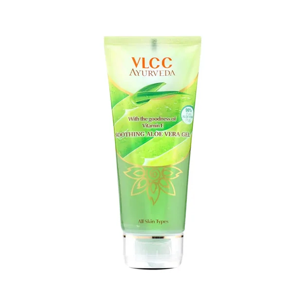 VLCC Ayurveda Soothing Aloe Vera Gel 100 gm | With Vitamin E | 90% Pure Aloe Vera Pulp | Control Acne | Minimize Pigmentation | For All Skin Type, Pack of 1