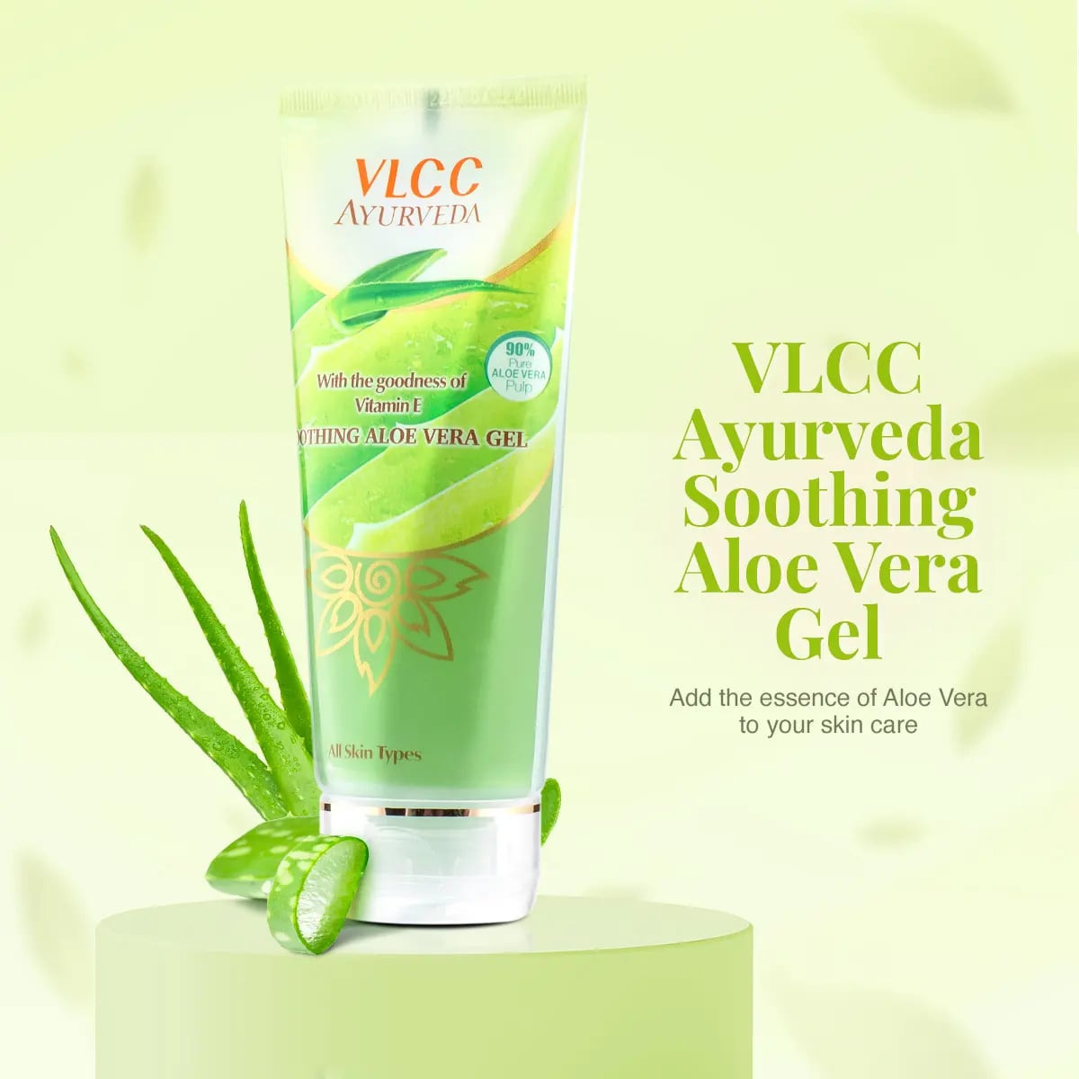 VLCC Ayurveda Soothing Aloe Vera Gel 100 gm | With Vitamin E | 90% Pure Aloe Vera Pulp | Control Acne | Minimize Pigmentation | For All Skin Type, Pack of 1 VLCC Ayurveda Soothing Aloe Vera Gel 100 gm | With Vitamin E | 90% Pure Aloe Vera Pulp | Control Acne | Minimize Pigmentation | For All Skin Type, Pack of 1
