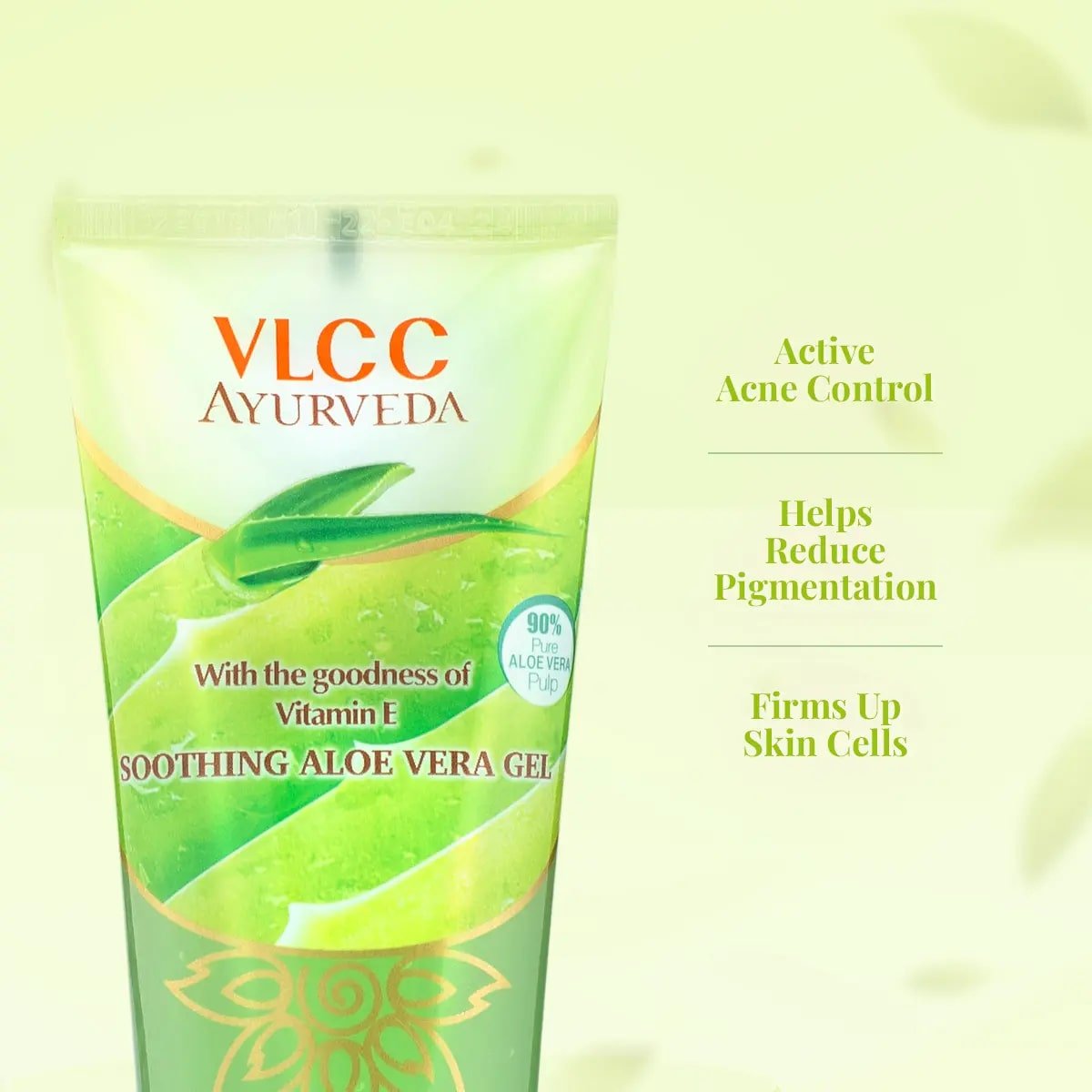 VLCC Ayurveda Soothing Aloe Vera Gel 100 gm | With Vitamin E | 90% Pure Aloe Vera Pulp | Control Acne | Minimize Pigmentation | For All Skin Type, Pack of 1 VLCC Ayurveda Soothing Aloe Vera Gel 100 gm | With Vitamin E | 90% Pure Aloe Vera Pulp | Control Acne | Minimize Pigmentation | For All Skin Type, Pack of 1