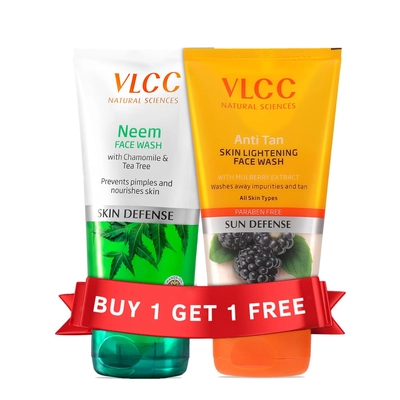 VLCC Neem Face Wash +  VLCC Anti Tan Face Wash, 150ml + 150gm, Pack of 1