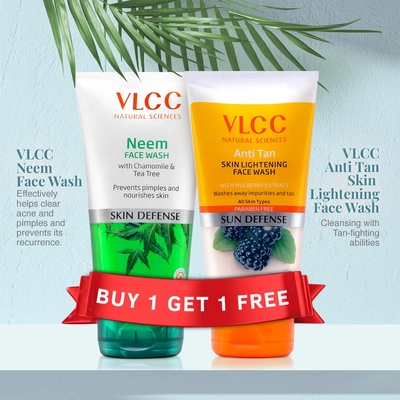 VLCC Neem Face Wash +  VLCC Anti Tan Face Wash, 150ml + 150gm, Pack of 1