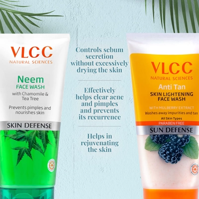 VLCC Neem Face Wash +  VLCC Anti Tan Face Wash, 150ml + 150gm, Pack of 1