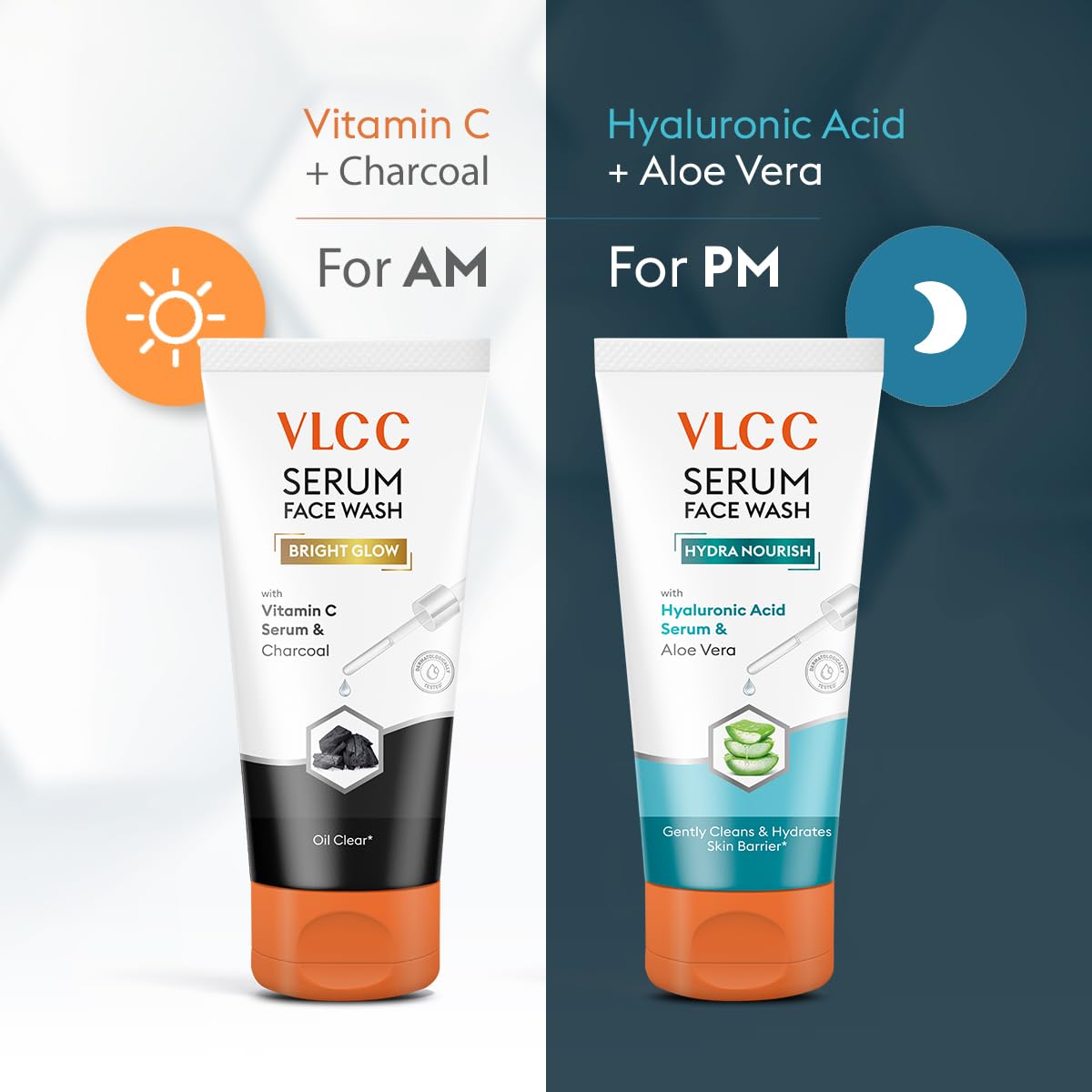 VLCC Vitamin C + Charcoal & Hyaluronic Acid + Aloe Vera Serum Face Wash, 2x150 ml, Pack of 1 VLCC Vitamin C + Charcoal & Hyaluronic Acid + Aloe Vera Serum Face Wash, 2x150 ml, Pack of 1