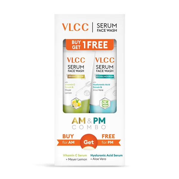 VLCC Vitamin C + Meyer Lemon &amp; Hyaluronic Acid + Aloe Vera Serum Face Wash, 2x150 ml, Pack of 1
