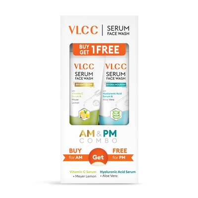 VLCC Vitamin C + Meyer Lemon &amp; Hyaluronic Acid + Aloe Vera Serum Face Wash, 2x150 ml, Pack of 1