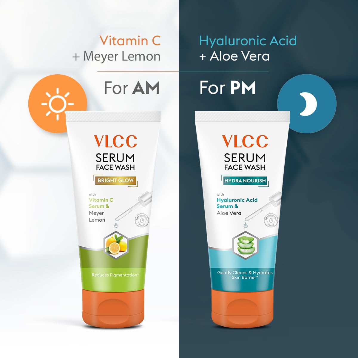 VLCC Vitamin C + Meyer Lemon & Hyaluronic Acid + Aloe Vera Serum Face Wash, 2x150 ml, Pack of 1 VLCC Vitamin C + Meyer Lemon & Hyaluronic Acid + Aloe Vera Serum Face Wash, 2x150 ml, Pack of 1