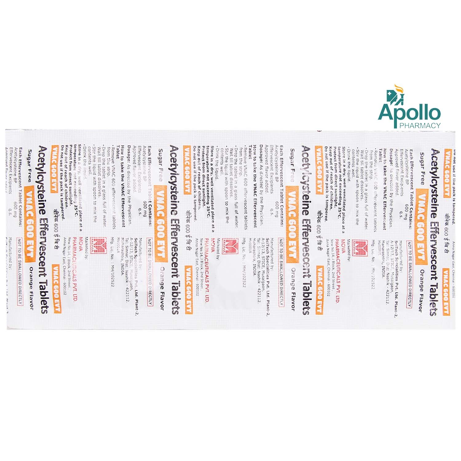 Vnac 600 Evt Sugar Free Tablet 10's, Pack of 10 TABLETS Vnac 600 Evt Sugar Free Tablet 10's, Pack of 10 TABLETS