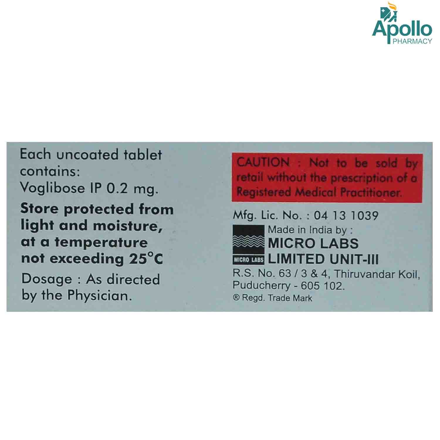 Voglinorm-0.2 Tablet 10's, Pack of 10 TABLETS Voglinorm-0.2 Tablet 10's, Pack of 10 TABLETS