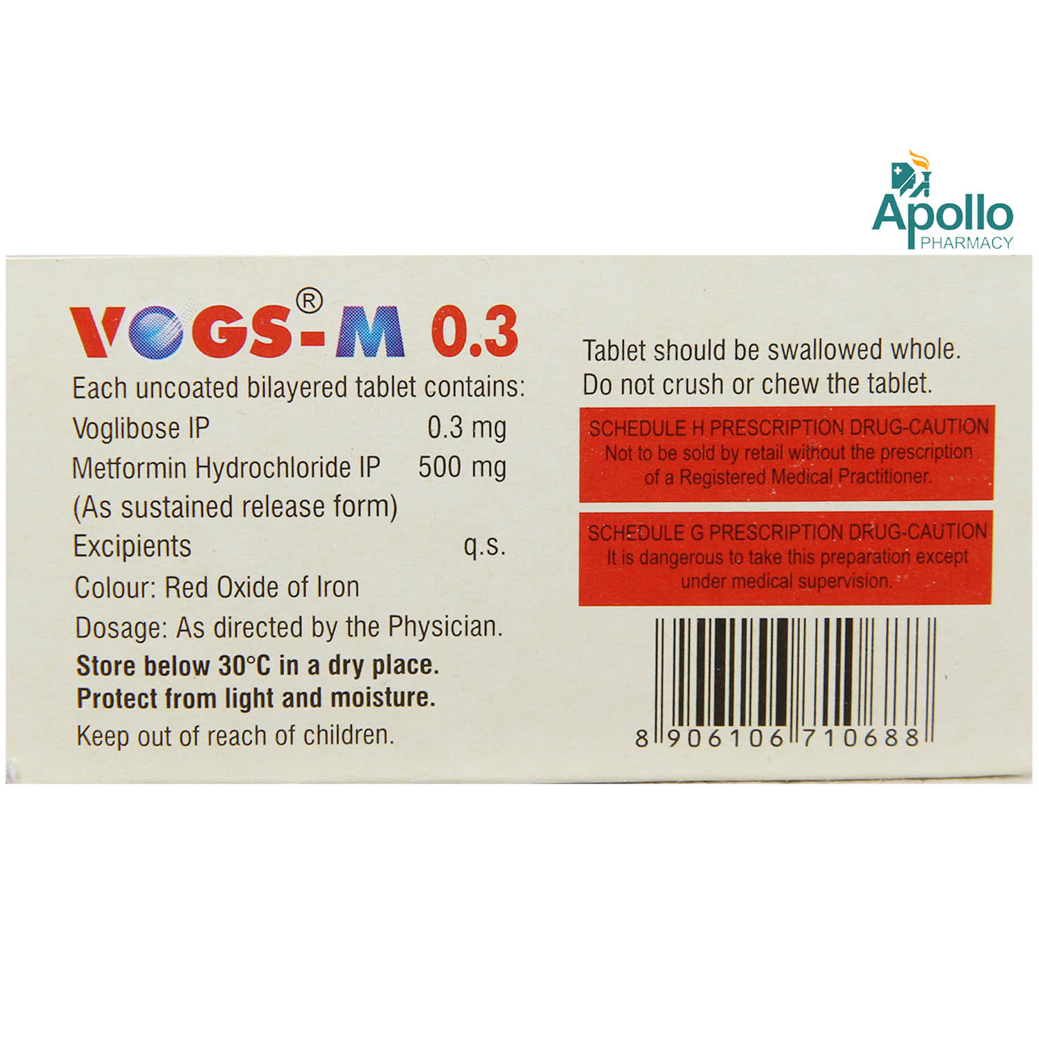 Vogs M 0.3 Tablet 10's, Pack of 10 Vogs M 0.3 Tablet 10's, Pack of 10