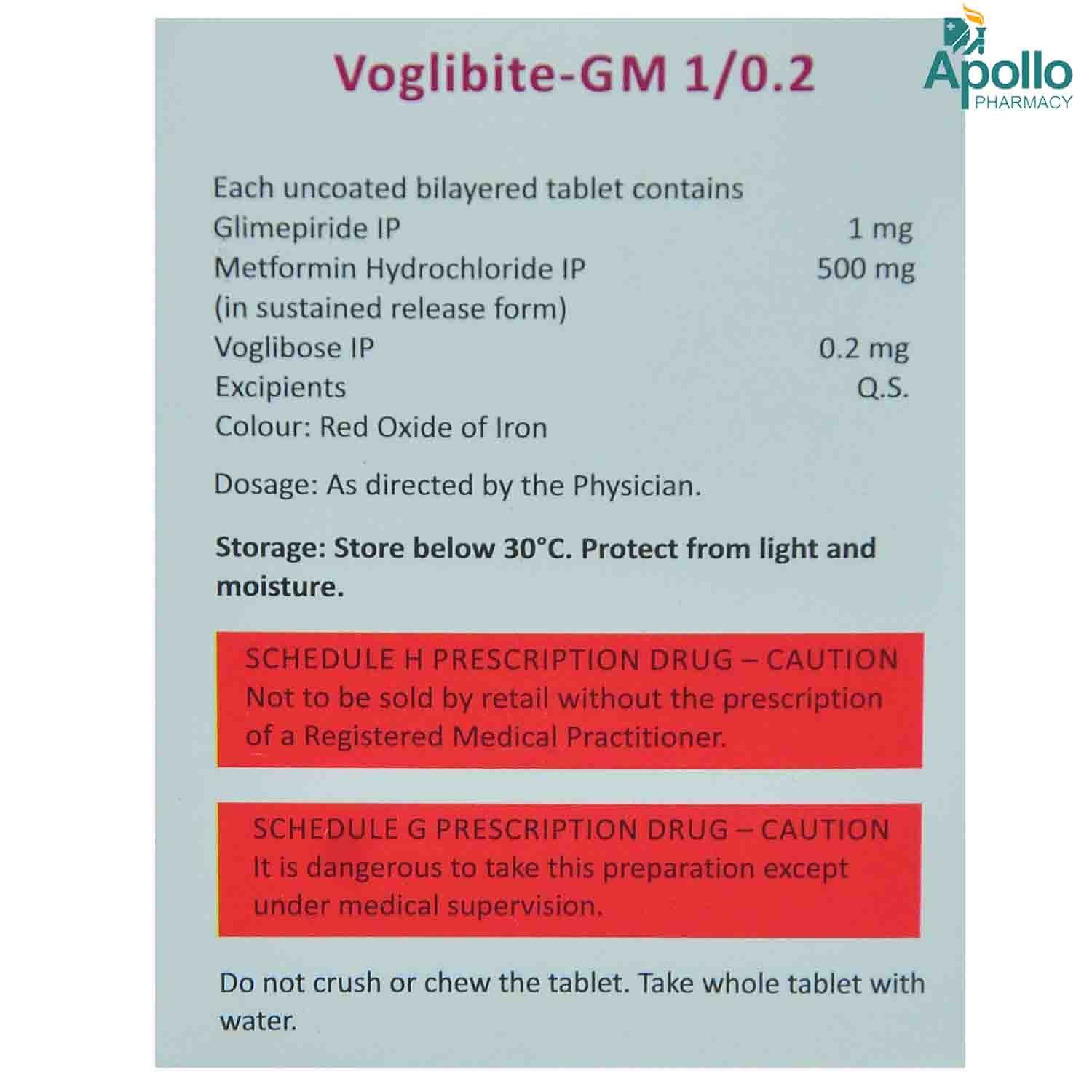 Voglibite-GM 1/0.2 Tablet 10's, Pack of 10 Voglibite-GM 1/0.2 Tablet 10's, Pack of 10