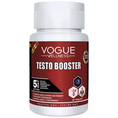 Vogue Wellness Testo Booster, 60 Tablets | Supports Muscle Growth & Recovery | Hormonal Balance Support