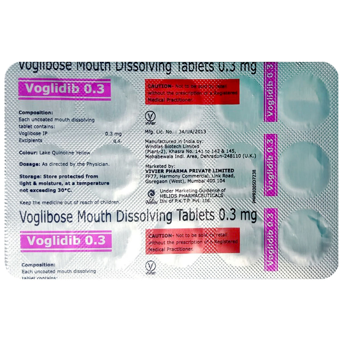 Voglidib 0.3 Tablet 15's, Pack of 15 Voglidib 0.3 Tablet 15's, Pack of 15
