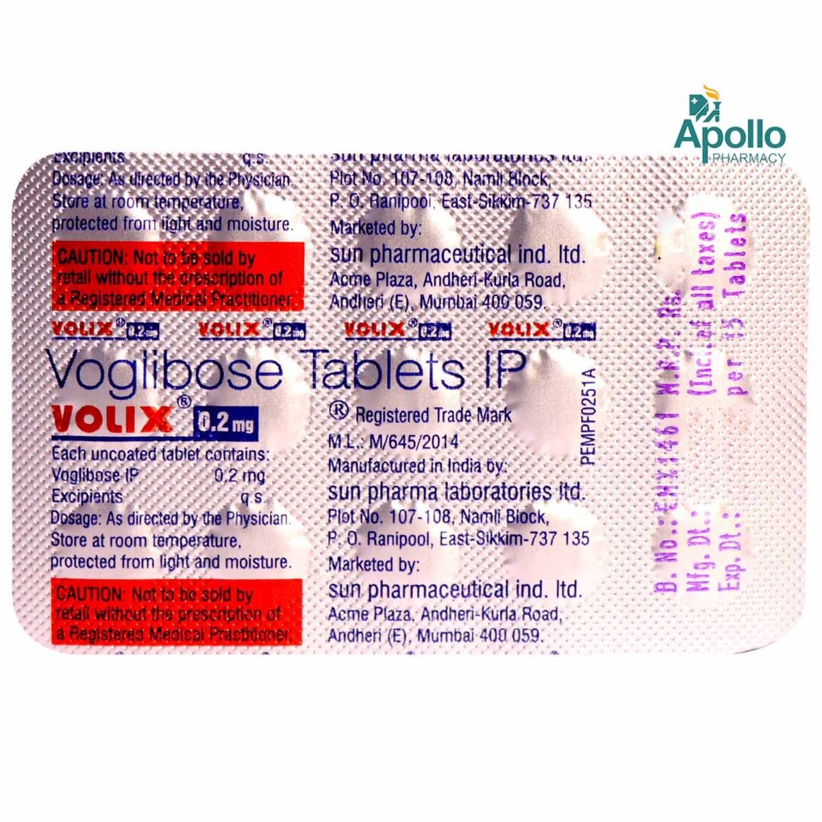 Volix 0.2 Tablet 15's, Pack of 15 TABLETS