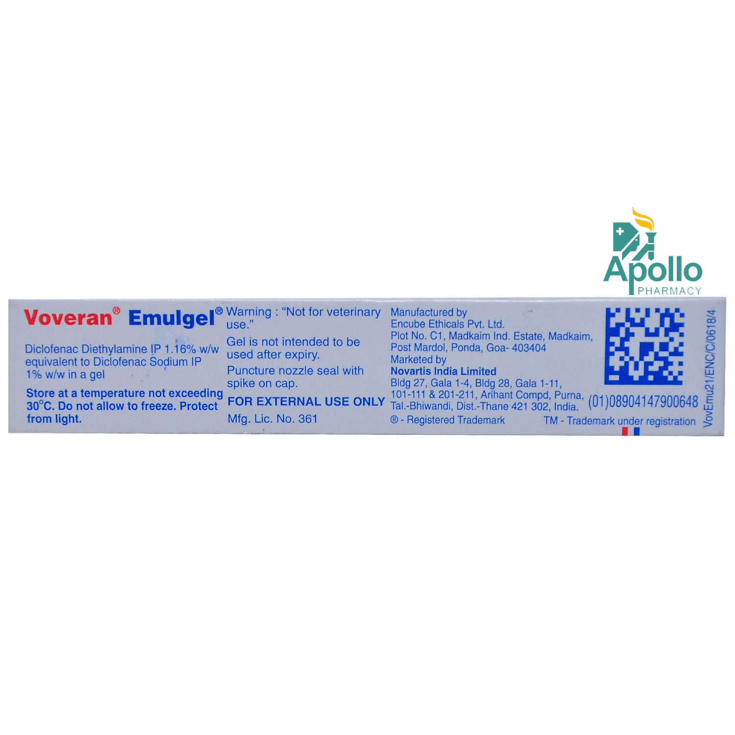 Voveran 1.16% Emulgel 21 gm, Pack of 1 Gel Voveran 1.16% Emulgel 21 gm, Pack of 1 Gel