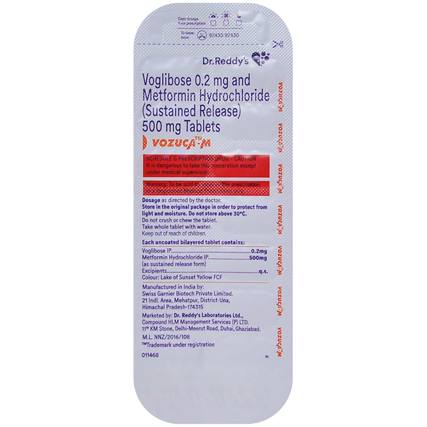 Vozuca-M 0.2 mg/500 mg Tablet 14's, Pack of 14 Vozuca-M 0.2 mg/500 mg Tablet 14's, Pack of 14