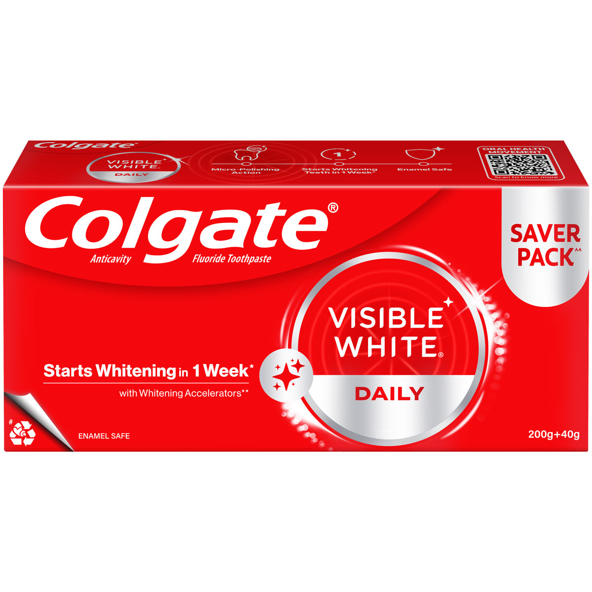 Colgate Visible White Daily Toothpaste, 200 gm + 40 gm Free, Pack of 1 Colgate Visible White Daily Toothpaste, 200 gm + 40 gm Free, Pack of 1