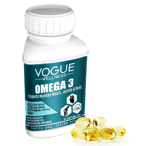 Vogue Wellness Omega 3, 60 Softgel Capsules, Pack of 1