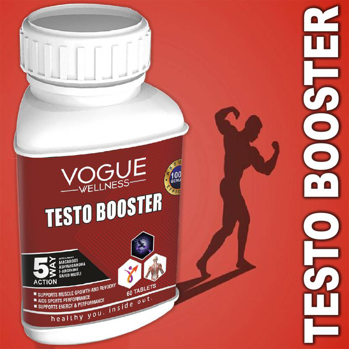Vogue Wellness Testo Booster, 60 Tablets, Pack of 1 Vogue Wellness Testo Booster, 60 Tablets, Pack of 1