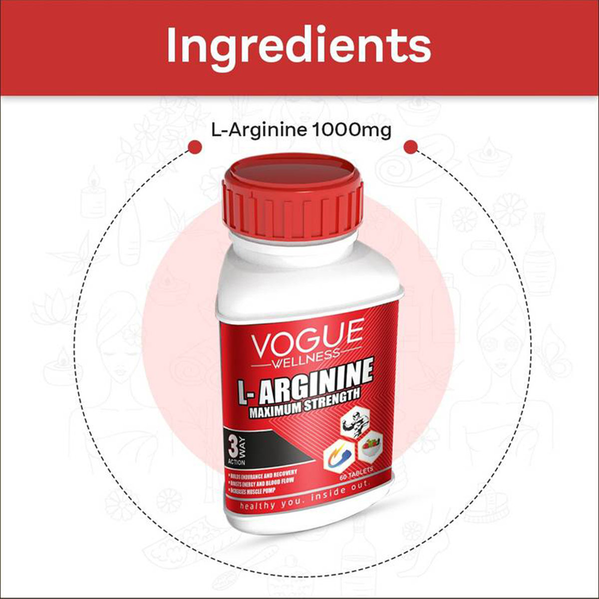 Vogue Wellness L-Arginine Maximum Strength, 60 Tablets, Pack of 1 Vogue Wellness L-Arginine Maximum Strength, 60 Tablets, Pack of 1